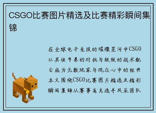 CSGO比赛图片精选及比赛精彩瞬间集锦